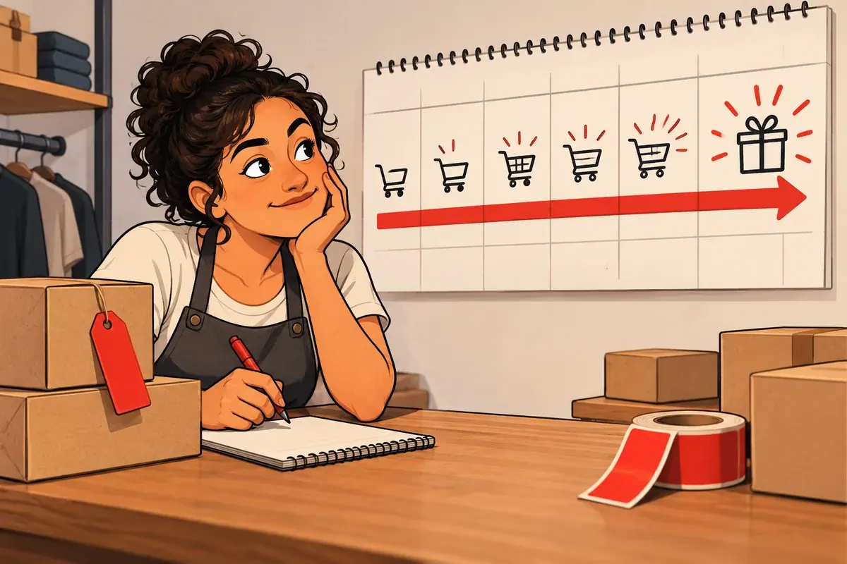 Calendário distribui ofertas ao longo do mês enquanto a lojista planeja sua campanha.