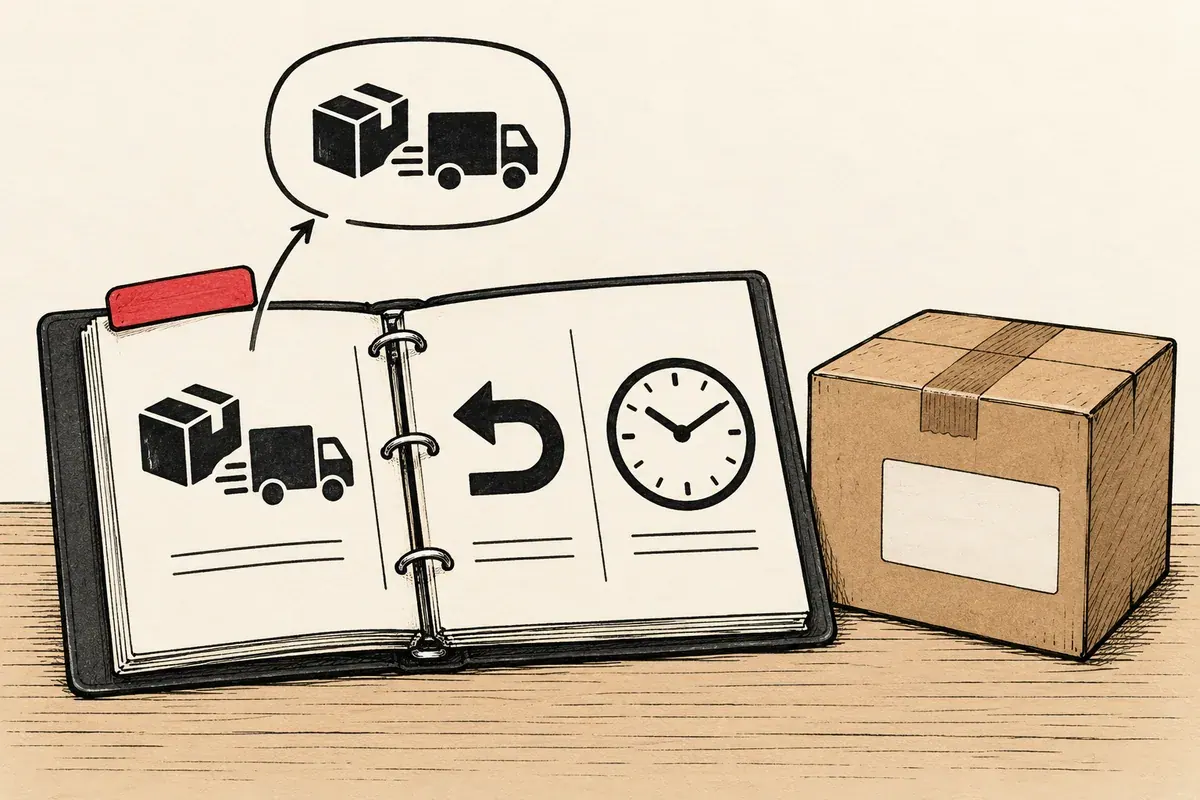 Resposta sobre entrega é extraída de um manual com informações de frete, devolução e horário da loja.