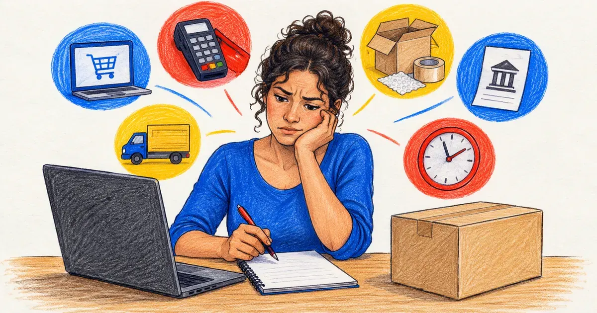 Lojista reúne custos de plataforma, pagamento, embalagem, frete, impostos e tempo de trabalho ao planejar as vendas online.