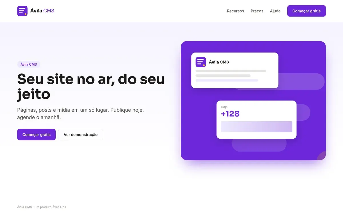 Ilustração da tela do Ávila CMS