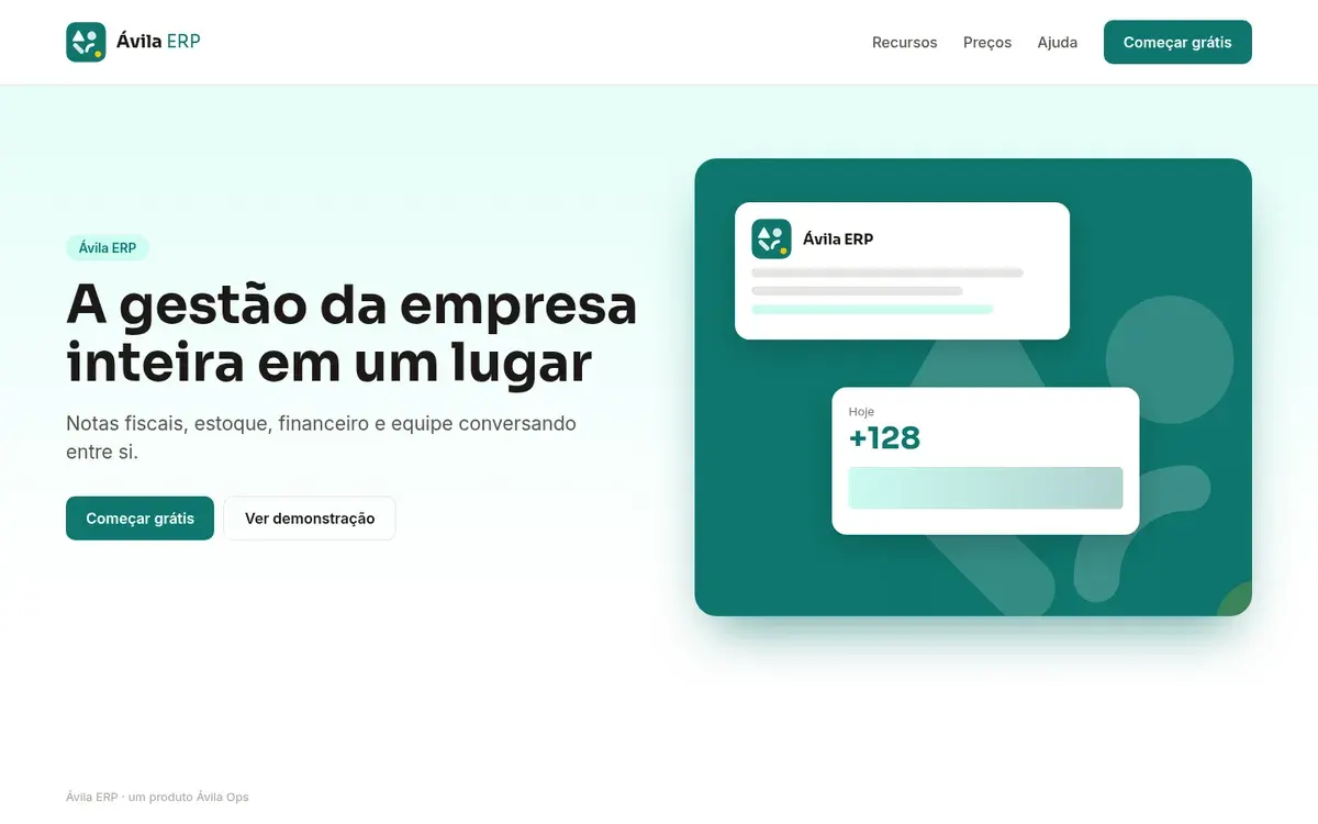 Ilustração da tela do Ávila ERP