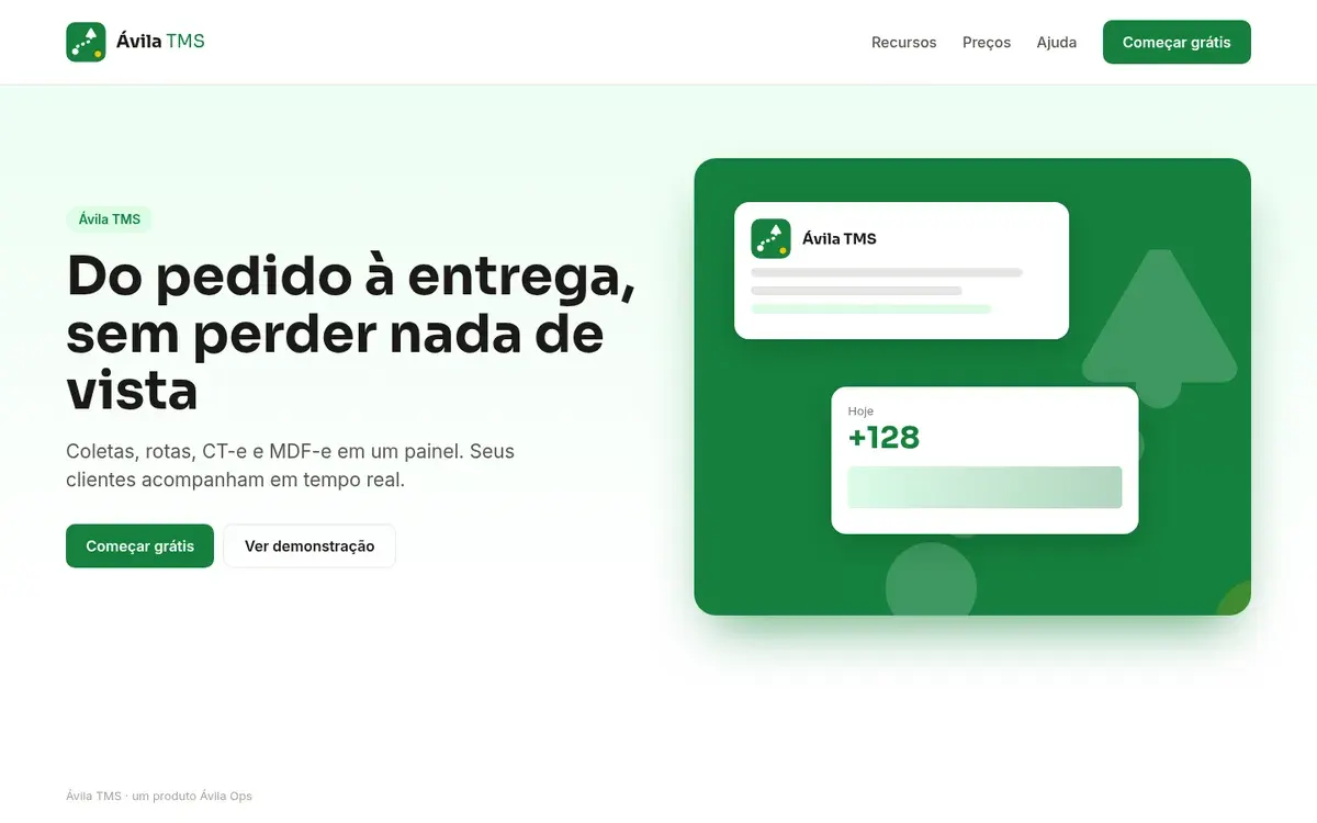 Ilustração da tela do Ávila TMS