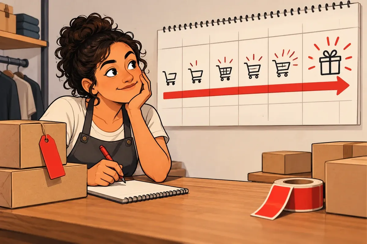 Calendário distribui ofertas ao longo do mês enquanto a lojista planeja sua campanha.