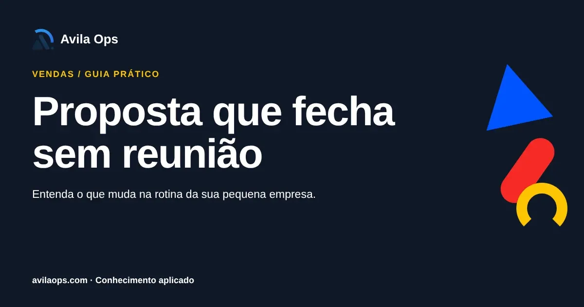 Cartaz editorial com o título “Proposta que fecha sem reunião” e formas azul, vermelha e amarela da Avila Ops.
